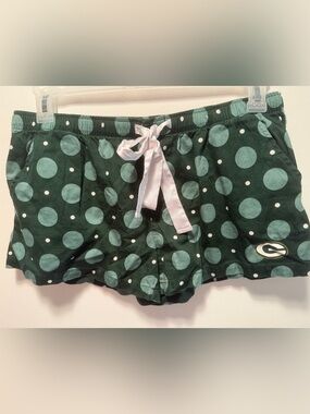 NFL Green Bay Packers Dark Green Polka Dot Sleep Shorts with White Ribbon